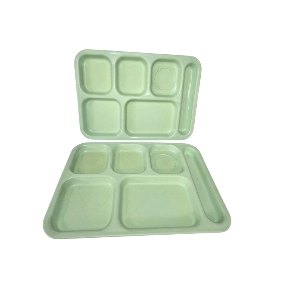 Vintage Dallas Ware School Cafeteria Lunch Tray P71 Set Of 2 Mint Green 14x9"